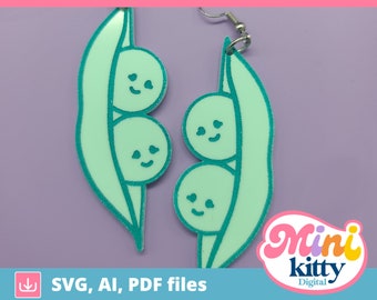 Peas in a Pod Earrings - DIGITAL DOWNLOAD - Cut File - PDF svg