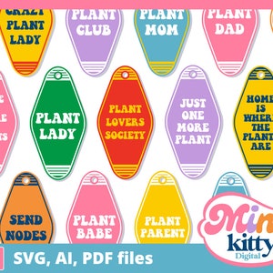 Retro Plant Themed Keychains (12 Options) - Motel Key Tag - Cut File - DIGITAL DOWNLOAD