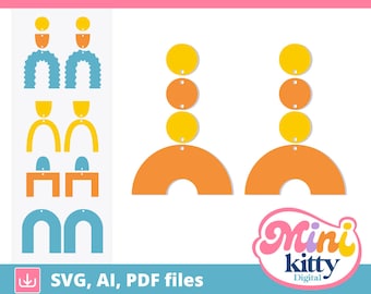 Arches Set Earrings File - DIGITAL DOWNLOAD, svg, pdf, ai