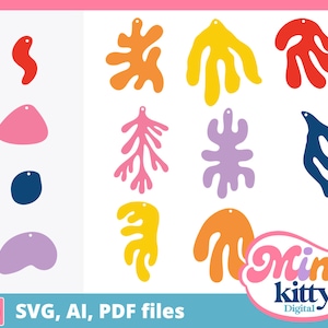 Abstract Matisse Inspired Shapes for Earrings - DIGITAL DOWNLOAD, svg, pdf, ai