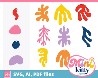 Abstract Matisse Inspired Shapes for Earrings - DIGITAL DOWNLOAD, svg, pdf, ai