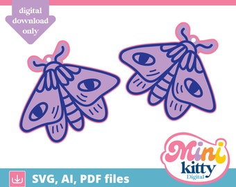 Moths Earrings - DIGITAL DOWNLOAD - Cut File - PDF svg