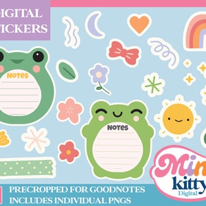 Goodnotes Frog Kawaii Sticker Pack - Digital Download - Includes Individual Files (PNGs)