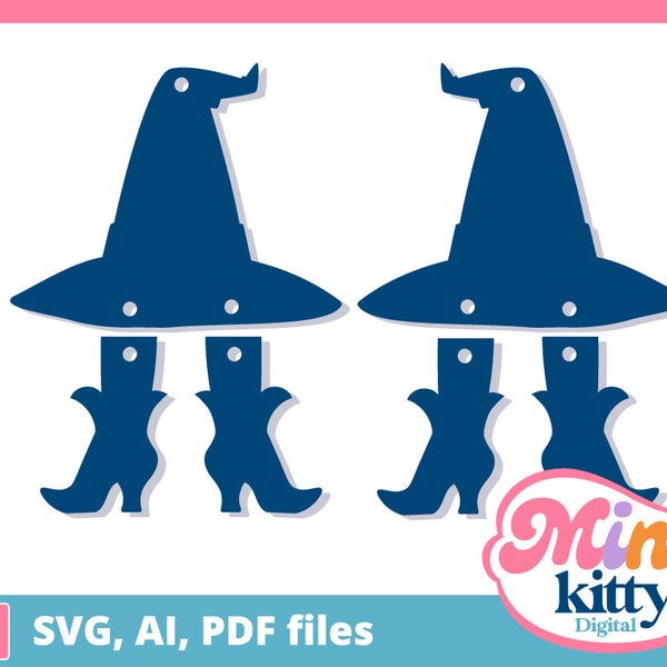 Halloween Witch Hat with Boots Earrings Cut File - DIGITAL DOWNLOAD, svg, pdf, ai