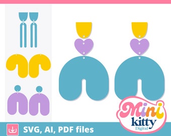 Arches Set Earrings File - DIGITAL DOWNLOAD, svg, pdf, ai