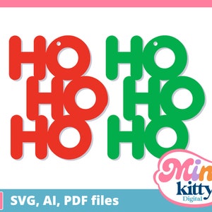 Christmas Ho Ho Ho Earrings File - DIGITAL DOWNLOAD, svg, pdf, ai