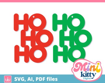 Christmas Ho Ho Ho Earrings File - DIGITAL DOWNLOAD, svg, pdf, ai
