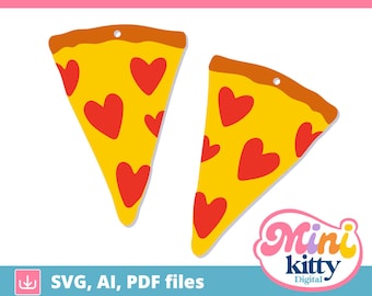 Pizza Slice with Hearts Earrings File - DIGITAL DOWNLOAD - Cut File, svg pdf