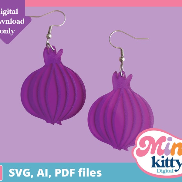 Onion Earrings File - DIGITAL DOWNLOAD - Cut File, svg pdf