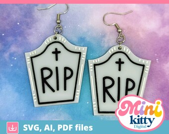 Halloween Gravestone Earrings Cut File - DIGITAL DOWNLOAD
