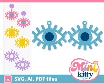 Eyes Earring File - DIGITAL DOWNLOAD - Cut File - Evil Eye, Third Eye