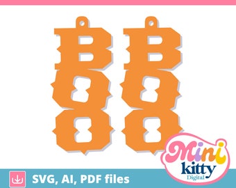 Halloween BOO Earrings Cut File - DIGITAL DOWNLOAD, svg, pdf, ai