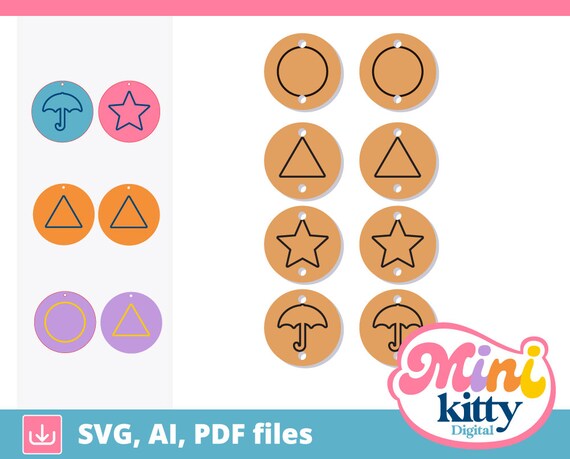 Squid Game Dalgona Cookie Earrings Cut File - DIGITAL DOWNLOAD, svg, pdf, ai
