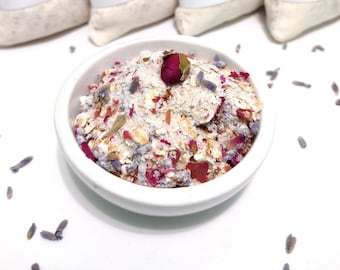Té de baño vegano con leche de coco: avena, rosa y lavanda (sin fragancia)