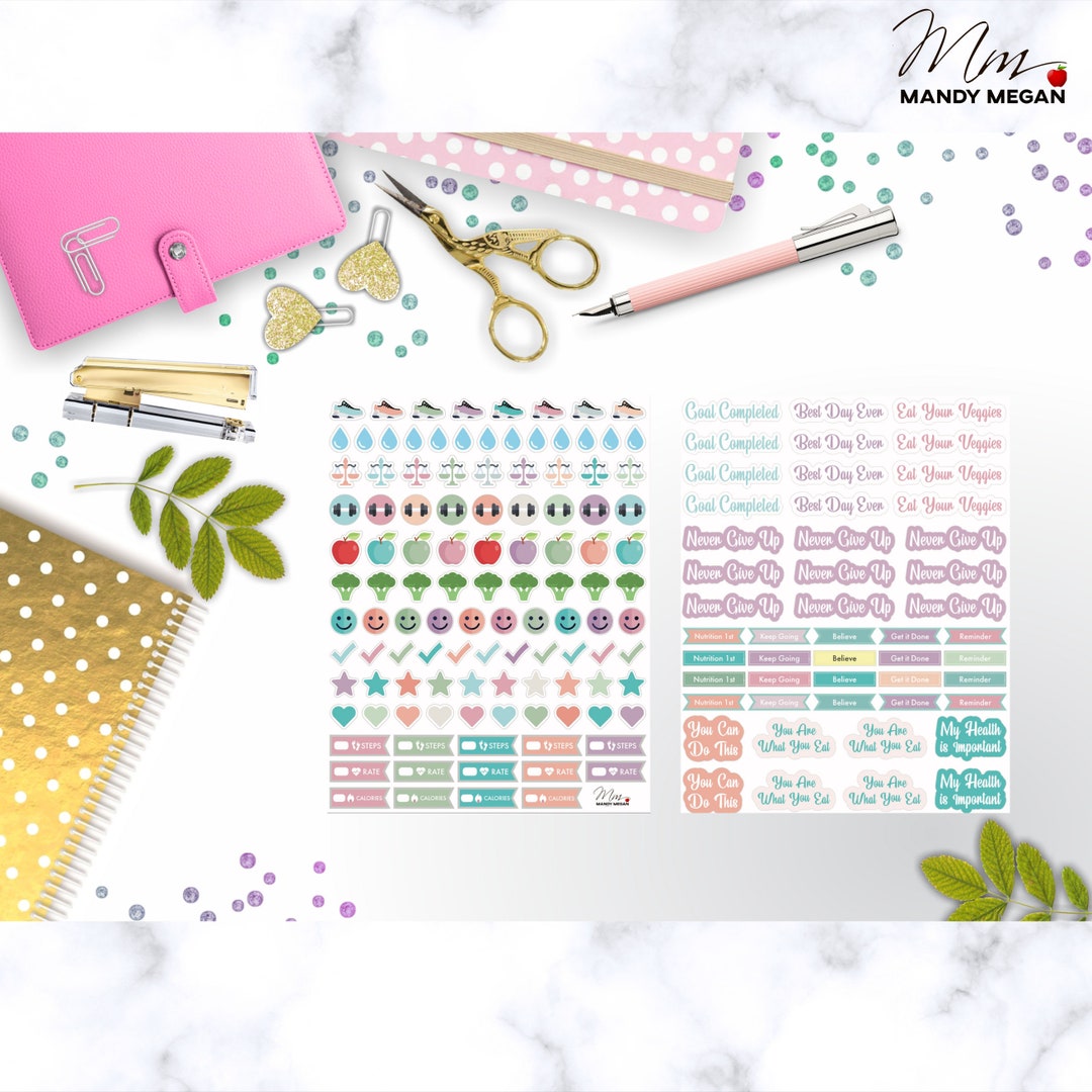 Colorful Health and Wellness Stickers for Planners and Journals - Etsy