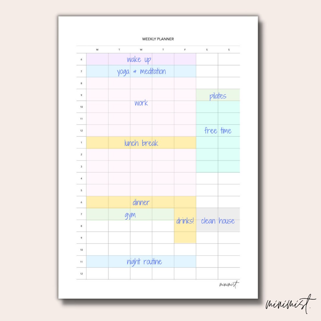 daily planner printable weekly schedule monthly planner to etsy