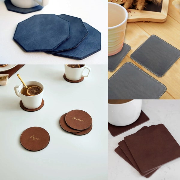 Leather Coaster | 3 Geometric Leather Coaster Template Set Square, Circle, Octagon for Price of 2 Digital Product