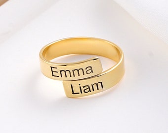 Name Ring, Initials Ring, Gold Name Ring, Minimalist Couples Ring, Personalized Promise Ring, Handmade Adjustable Ring