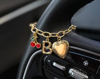 Custom Car Charm Chain – Build Your Own Steering Wheel Bling with Photo Charm, Aesthetic Car Gift, New Driver Accessories-
