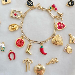 Build Your Own Custom Charm Necklace/Bracelet Pick Your Charms, Customizable Charm Vintage Style Chunky Necklace Multi Charm Necklace DIY
