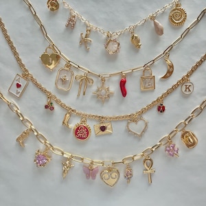 Build Your Own Custom Charm Necklace/Bracelet Pick Your Charms, Summer Charm Vintage Chunky Necklace Multi Charm Necklace Birthday Gift