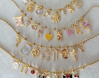 Build Your Own Custom Charm Necklace/Bracelet Pick Your Charms, Customizable Charm Vintage Style Chunky Necklace Multi Charm Necklace DIY