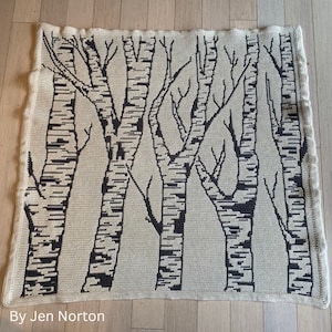 Birches, Crochet Trees Pattern, Crochet mosaic overlay pattern,