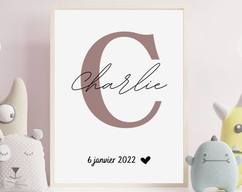 Personalized child poster, baby room decoration, birth gift
