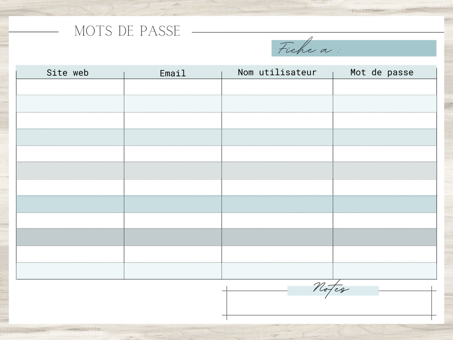 Feuille Fiche Mot De Passe A Imprimer Fiche mot de passe à télécharger/imprimer organisation - Etsy.de