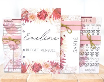 Kit démarrage classeur budget, enveloppe budgétaire A6 thème fleurs