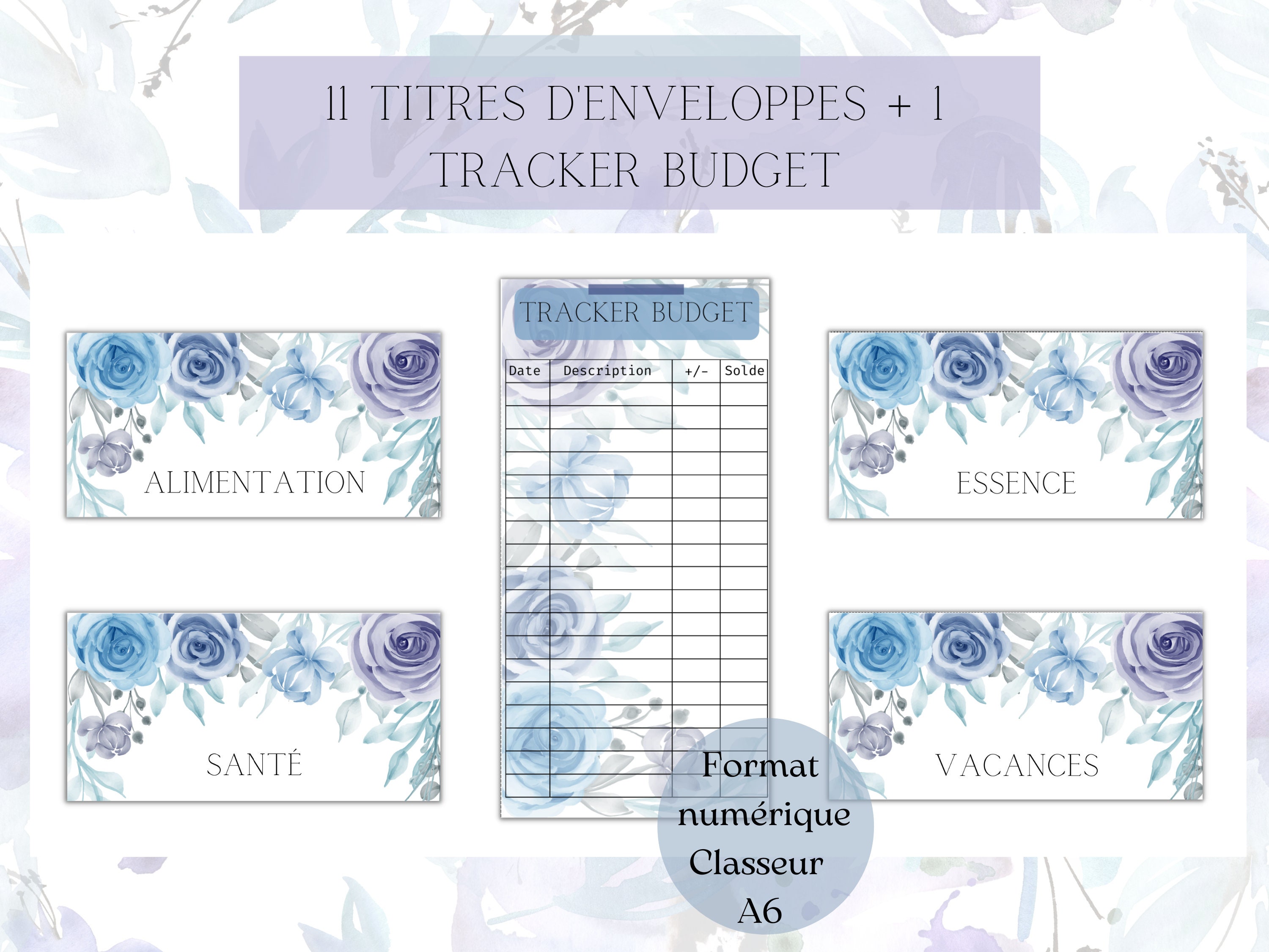 8 titres enveloppes budget A6 1 tracker dépenses à imprimer, thème fleuri  tropical, étiquettes enveloppes,classeur budget -  France