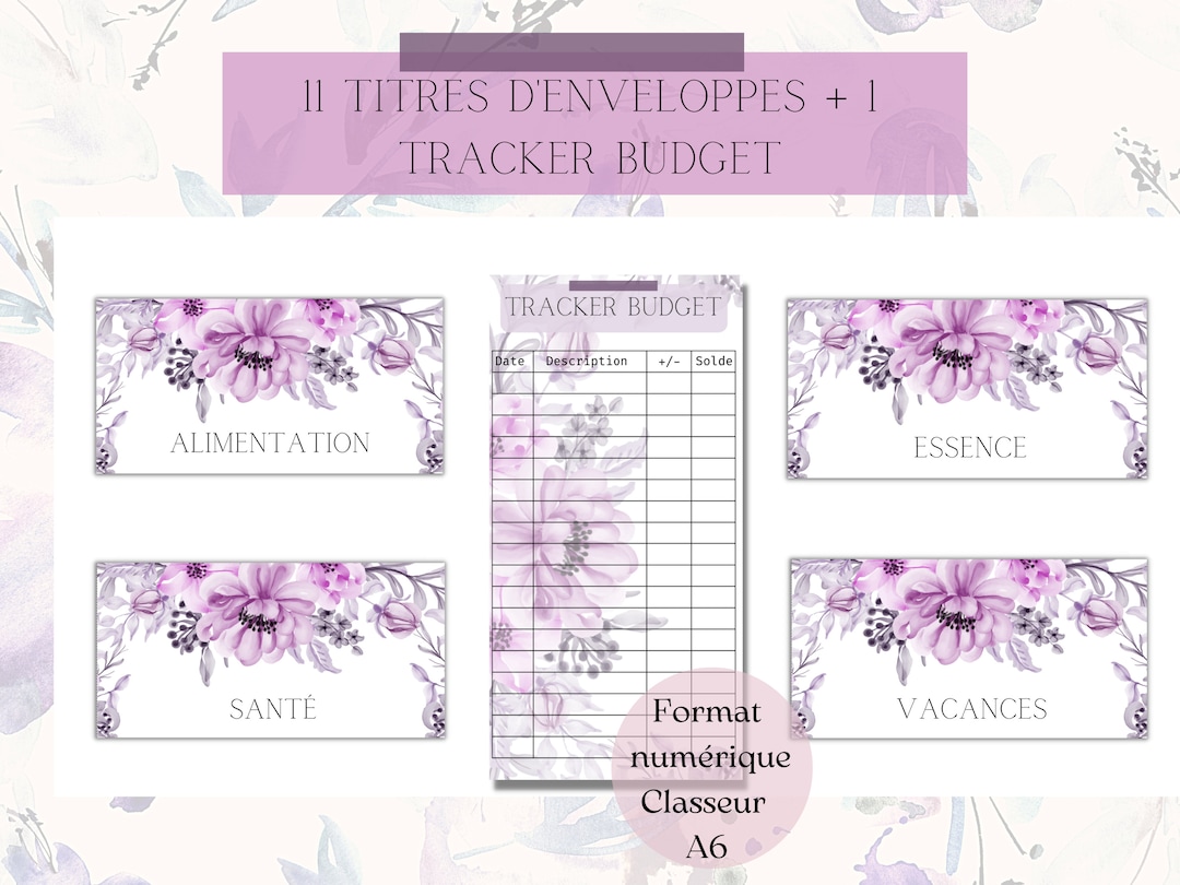 11 Catégories enveloppes budget à imprimer 1 tracker budget, classeur budgétaire A6, aquarelle