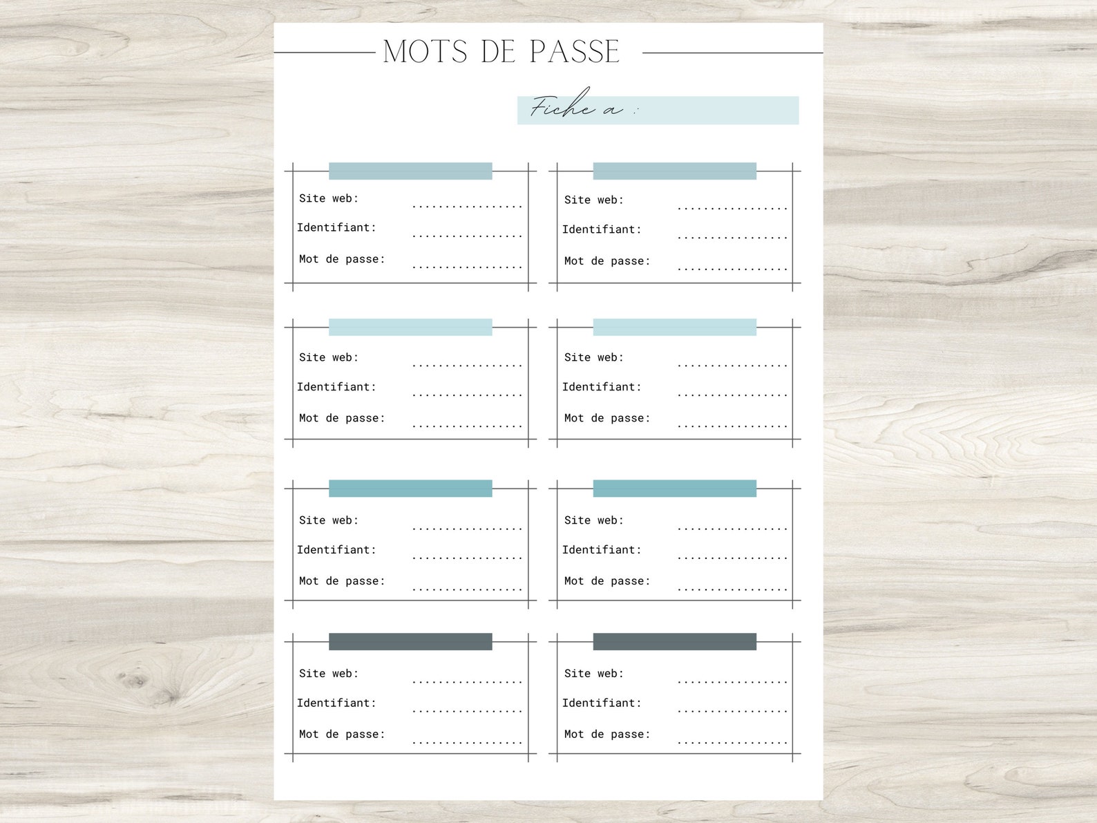 Fiche mot de passe à télécharger/imprimer organisation - Etsy.de