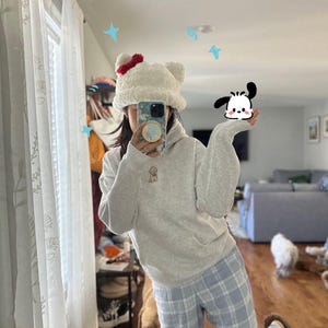 Hello Kitty/Sanrio Inspired Crochet Cute White Hat/Beanie Kitten Cat Ear Hat. Handmade