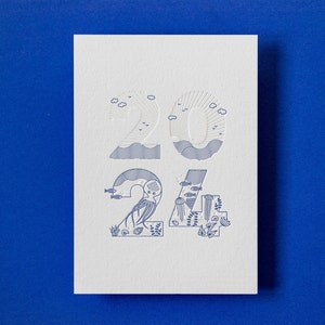 Hochwertige Letterpress Postkarte Unterwasser 2024