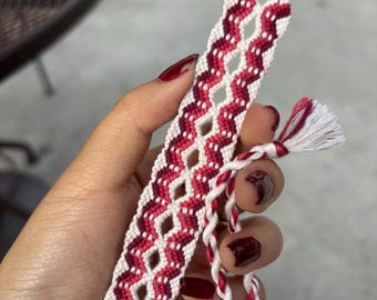 pink ombre and white keyhole friendship bracelet