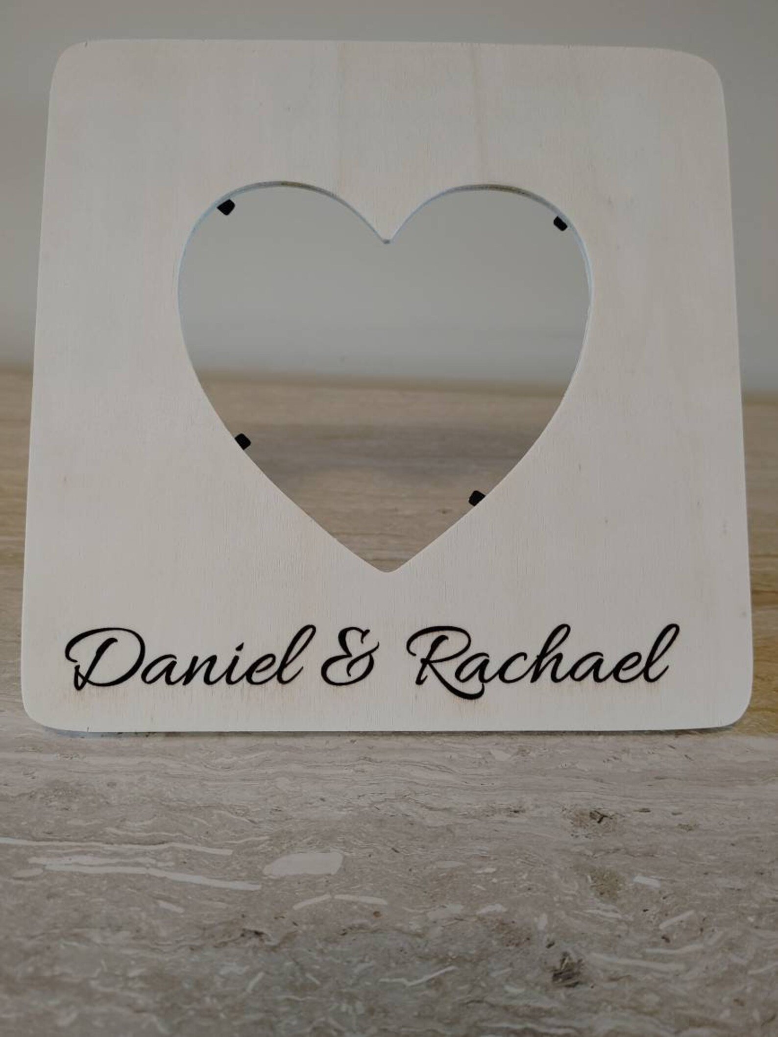 Personalized Heart Shaped Engraved Picture Frame, Couples Custom Picture Frame. Gift for Family
