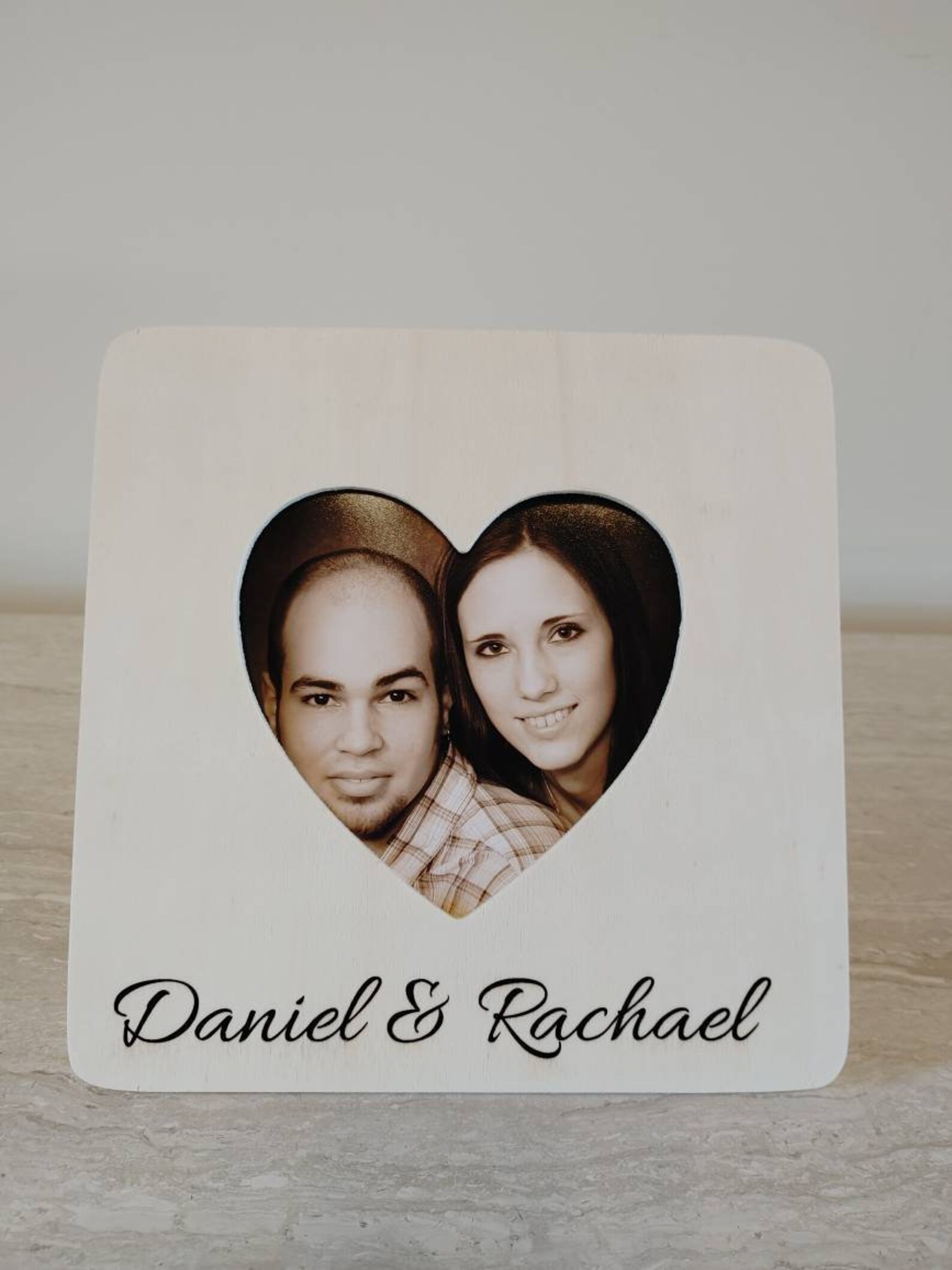 Personalized Heart Shaped Engraved Picture Frame, Couples Custom Picture Frame. Gift for Family
