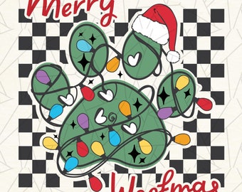 Merry woofmas PNG - Merry Christmas png - Christmas dog mama png - Luci di Natale - Zampa di Babbo Natale - Cane di Natale - Maglietta della mamma del cane di Natale