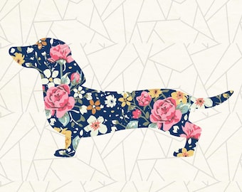 Dachshund PNG - Doxie png - Weiner dog png - Floral print - Dog mom -  Doxie mom png - Popular doxie png - Cute dachshund - Dog sublimation