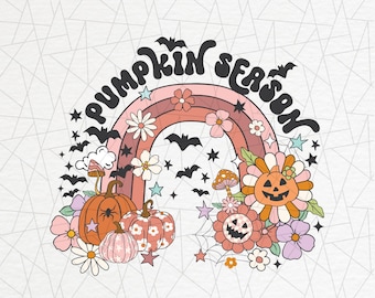 Temporada de calabaza Png - Halloween png - Vintage halloween png - Camisa de otoño png - Groovy halloween png - Groovy calabaza - Hippie halloween png