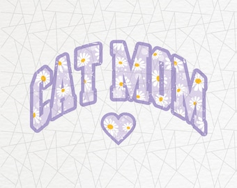 Floral print cat mom png - Cat mom png - Fur mom png - Cat png - Floral print - Sublimation Design -Retro cat sublimation -Retro cat mom png