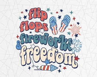 Flip flops fireworks & freedom png - 4th of July sublimations - Shirt  design sublimation - Independence day png - Fourth of July png