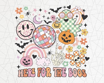 Here for the boos png - Halloween png - Vintage halloween png - Fall shirt png - Leopard print - Pumpkin png - Retro halloween png - Trendy