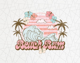 Beach bum PNG - Retro shirt png - Vintage sublimation - Beach vibes - Summer vibes png - Vacation - Beach life png - Vintage - Ocean waves