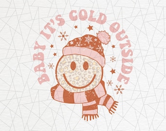 Groovy christmas PNG - Christmas sublimation - Retro christmas - Christmas png  - Christmas shirt design - Baby it's cold outside png