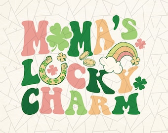 St Patrick's day sublimation - St Patrick's png - Lucky clover png - Retro png - Vintage sublimation - Rainbow - Mama's lucky charm png