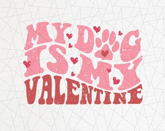 Perro de moda San Valentín Png - Retro perro mamá png - San Valentín perro mamá png - Amante de los perros png - Perro de San Valentín png - Mi perro es mi San Valentín