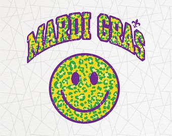 Mardi gras sublimation - Mardi gras png - Leopard happy face - Retro png - Digital download - Mardi gras sublimation - Mardi gras shirt png