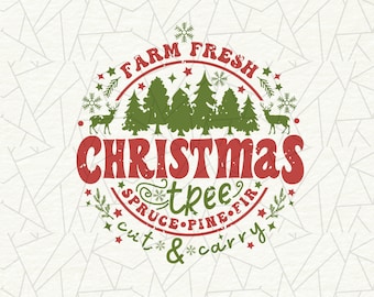 Farm fresh Christmas png - Christmas trees png - Vintage Christmas png - Christmas vibes png - Christmas design - Retro Christmas png